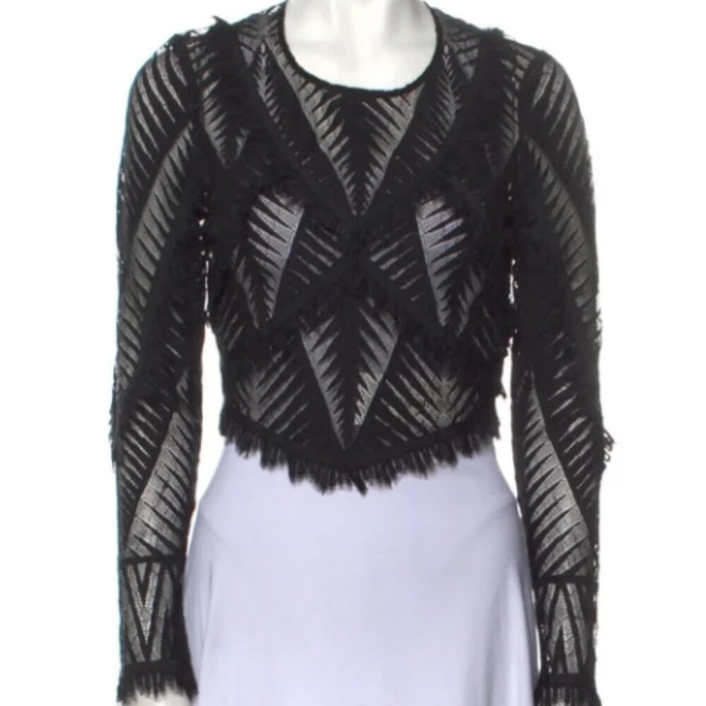 Ronny Kobo Lace See Through Black Detailed Top With Zipper Size Women's Small